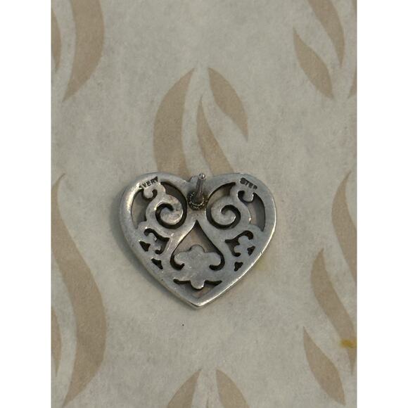 James Avery Retired Sterling Silver Open Heart French Scroll Heart Earrings - Picture 2 of 3